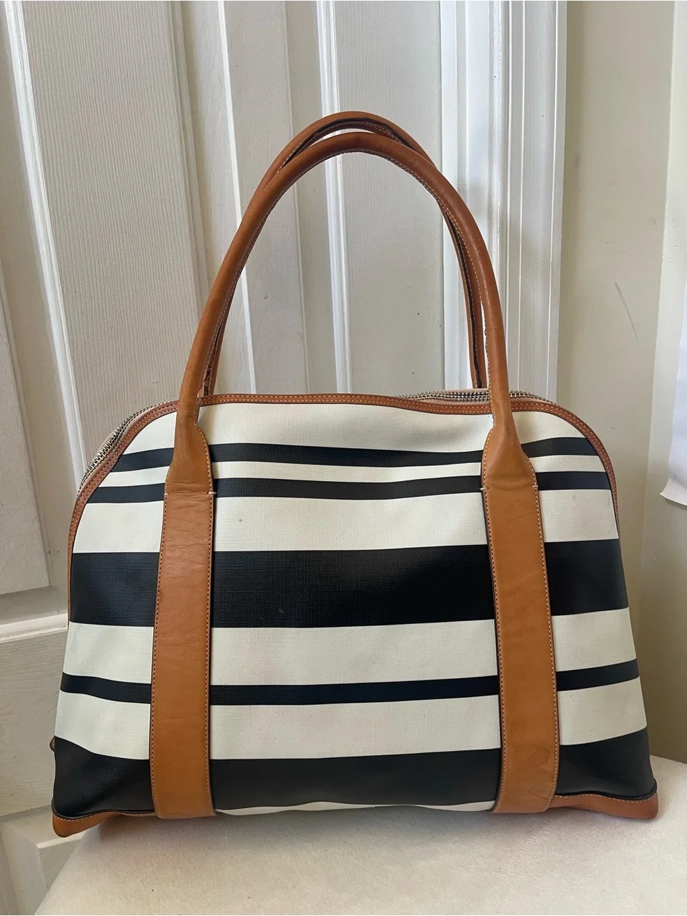 Coach Bleecker Striped Preston Satchel large.